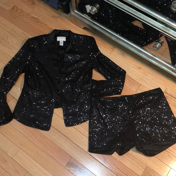Offer Eye Catching Black Sequin Blazer 